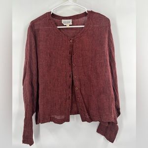 Eileen Fisher Burgundy Button-Up Blouse